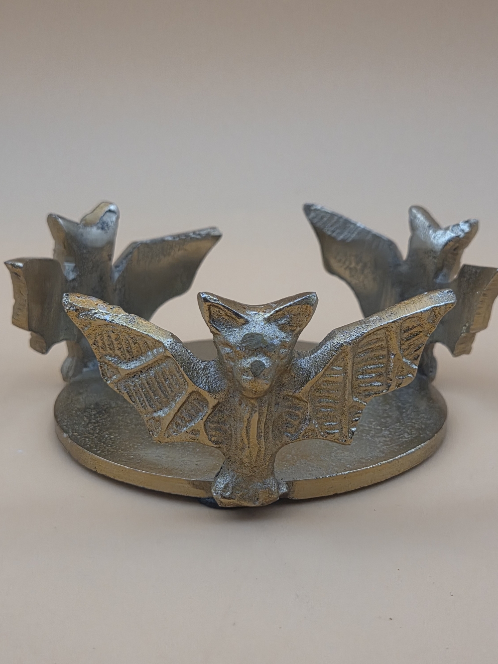 Bat Gothic Styling Halloween Gold Tone Coaster Holder Home Decor